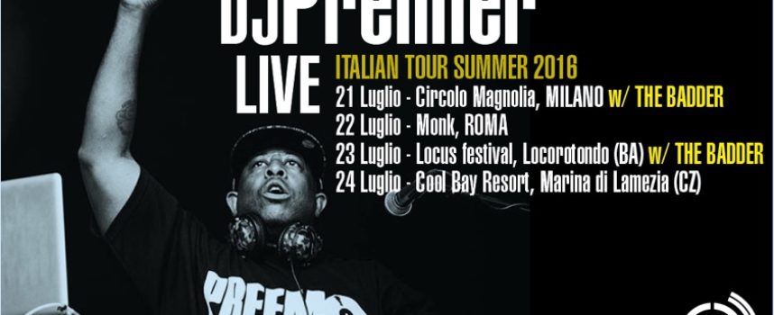 Dj Premier in tour a Luglio in Italia con quatto date tra live e dj set