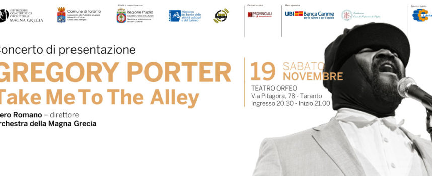 Gregory Porter in concerto a Taranto con l’Orchestra ICO “Magna Grecia” diretta da Piero Romano